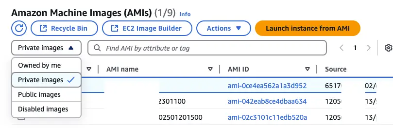 確認 B 帳號的 AMI