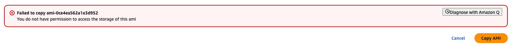 複製 AMI 出現權限錯誤