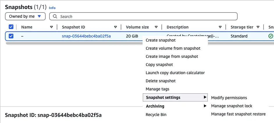 設定 Snapshots 的分享權限