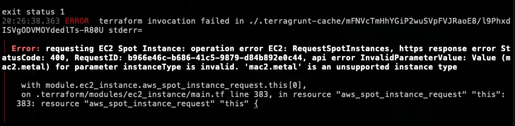 會顯示無法使用 Spot VM
