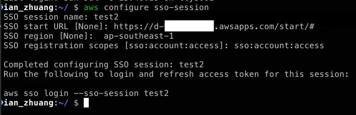 設定 aws configure sso-session