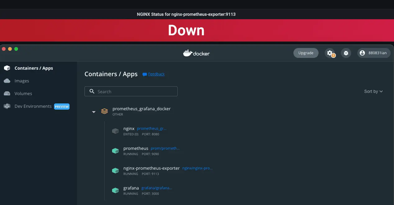 測試暫停 Nginx 查看 Grafana 儀表板 NGINX Status