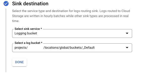 選擇 Logging bucket