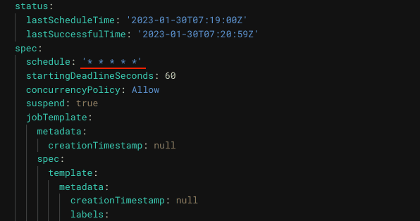 (圖一) CronJob schedule 時間為每分鐘執行