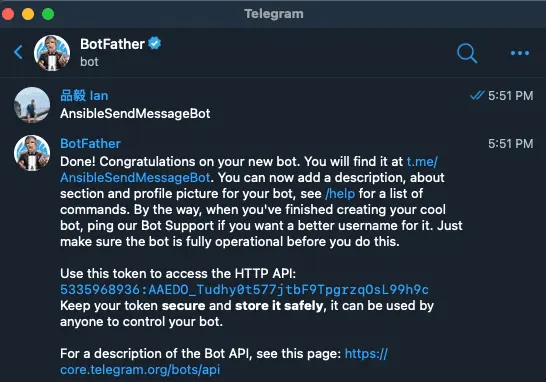 Telegram 創建機器人