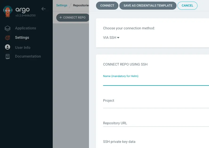 ArgoCD UI 查看設定內 Repositories