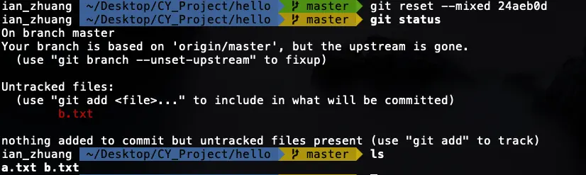 Git reset mixed 模式