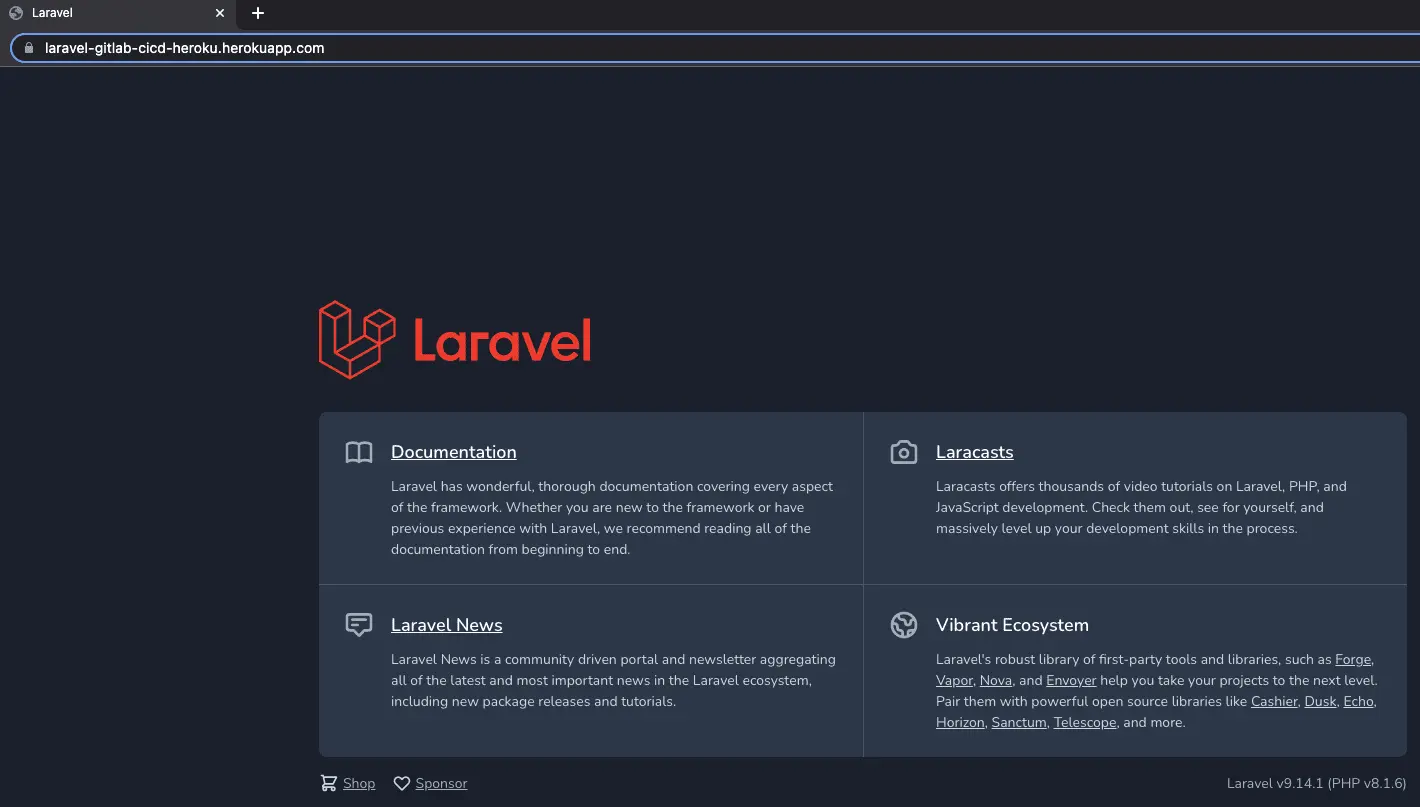 透過 CD 部署到 Heroku 的 Laravel 首頁