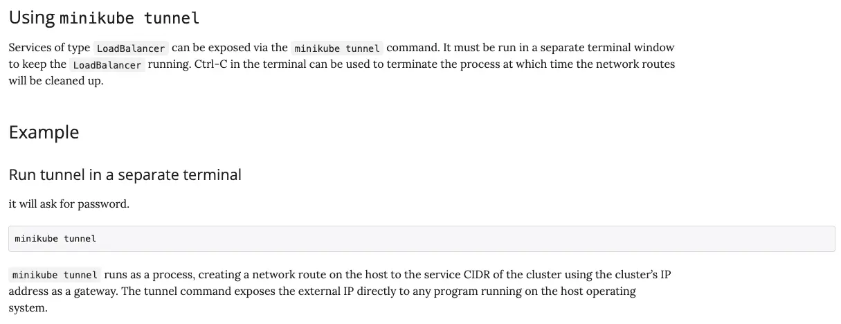 minikube 官網 說明 LoadBalancer minikube tunnel