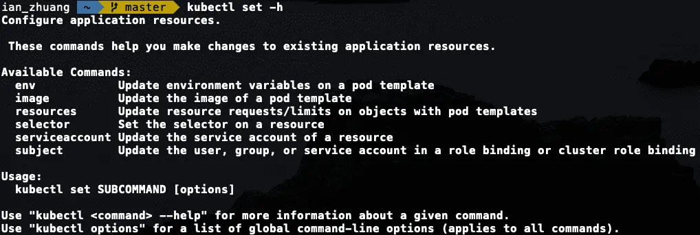 kubectl set
