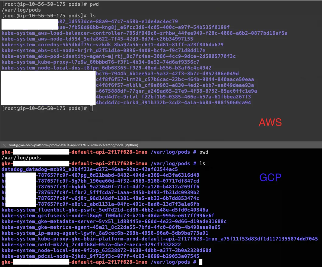 進入 /var/log/pods
