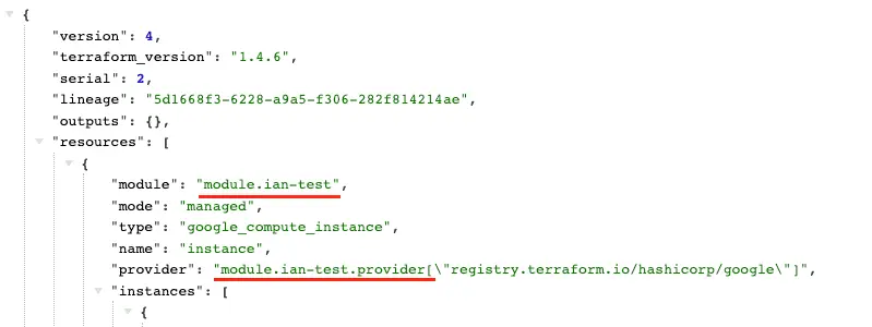 使用 module 建立的 tfstate 檔案