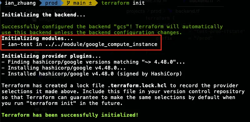 使用 module init 結果