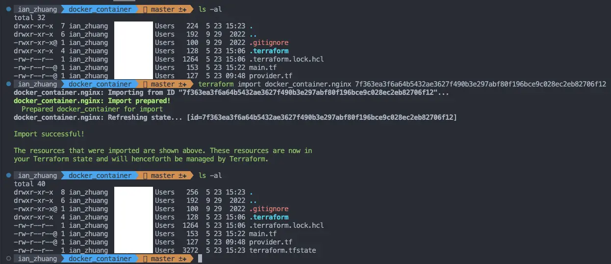 terraform import 匯出 terraform.tfstate