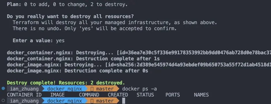 terraform destroy